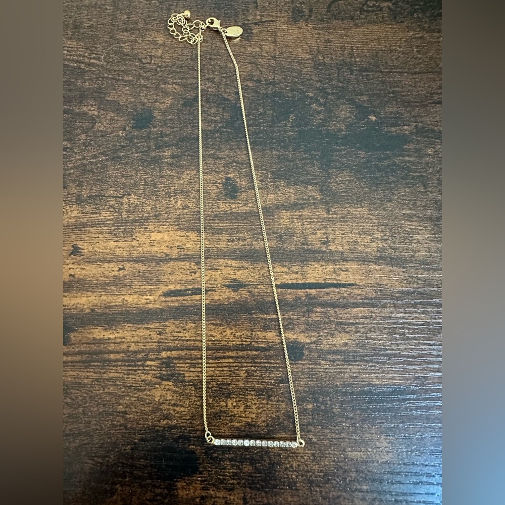 Lia Sophia Gold Bar Necklace with Crystal Row